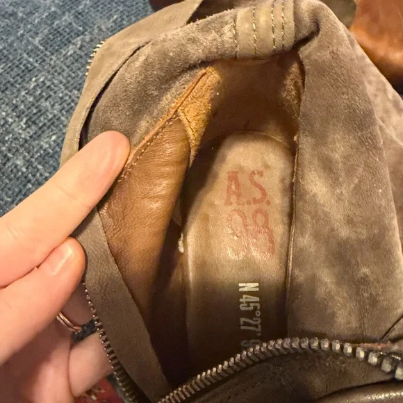 A.S.98 Judd Brown/Gray Leather Strappy Calf Boots Size 39/8.5 Western Boho - Picture 16 of 16